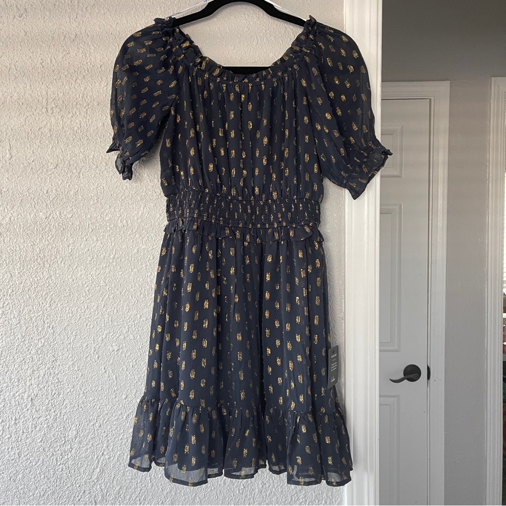 Lulus Elegant Navy and Gold Women's Dress XS NWT